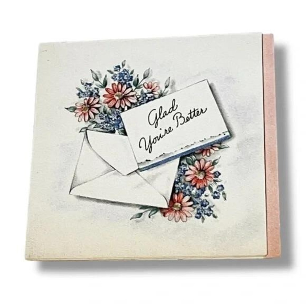 Hallmark Glad You're Better Vintage Get Well Card c1943 DBX